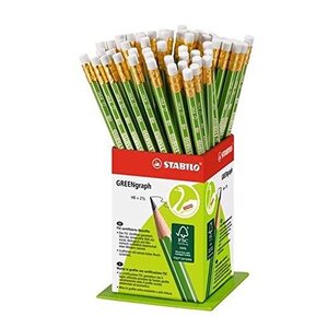 Godet de 60 Crayons Graphite 100% FSC bout gomme HB STABILO