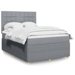 vidaXL Sommier à lattes de lit avec matelas Gris clair 140x190cm Tissu
