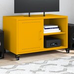 vidaXL Meuble TV jaune moutarde 68x39x43 5 cm acier laminé à froid