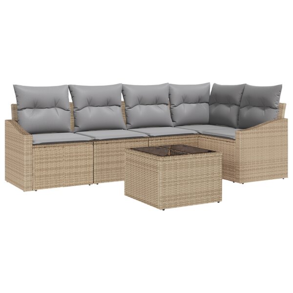 vidaXL Ensemble de canapé de jardin 6 pièces avec coussins noirs en poly rattan