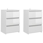 vidaXL Tables de chevet 2 Pièces Blanc brillant 40x35x62 5 cm Aggloméré