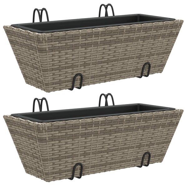 vidaXL Jardinières avec crochets 2 Pièces gris résine tressée