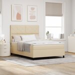vidaXL Lit à ressort avec matelas crème 140x200 cm tissu