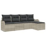 Set de Canapés de Jardin vidaXL 5 Pièces avec Coussins Gris Clair Rattan Poly