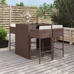vidaXL Ensemble de bar de jardin avec coussins 5 Pièces marron poly rotin