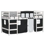 vidaXL Lit mezzanine enfants et rideaux blanc/noir 80x200cm pin massif