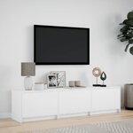 vidaXL Meuble TV avec LED blanc 165x34x40 cm bois d'ingénierie