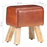 vidaXL Banc saut de cheval 38 cm marron cuir véritable et manguier