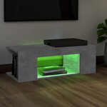 vidaXL Meuble TV avec lumières LED gris béton 90x39x30 cm