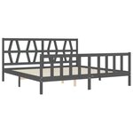 vidaXL Cadre de lit avec tête de lit gris 200x200 cm bois massif