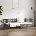vidaXL Lit de jour sans matelas gris 90x200 cm bois de pin massif