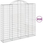 vidaXL Paniers à gabions arqués 18 Pièces 200x50x180/200 cm Fer galvanisé