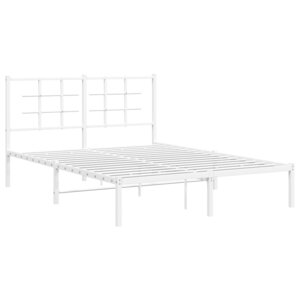 vidaXL Cadre de lit métal avec tête de lit blanc 140x190 cm