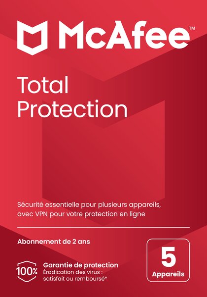 Mcafee total protection - licence 2 ans - 5 postes - a télécharger