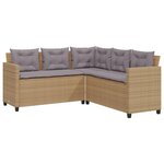 vidaXL Canapé de jardin avec table et coussins en forme de L beige