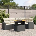vidaXL Salon de jardin 6 Pièces avec coussins noir résine tressée
