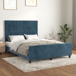 vidaXL Cadre de lit avec tête de lit Bleu foncé 140x200 cm Velours