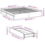 vidaXL Cadre de lit avec tiroirs sans matelas chêne sonoma 200x200 cm