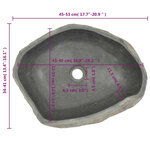 vidaXL Lavabo en pierre de rivière Ovale (45-53)x(34-41) cm