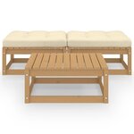 vidaXL Salon de jardin 3 Pièces avec coussins Bois de pin massif