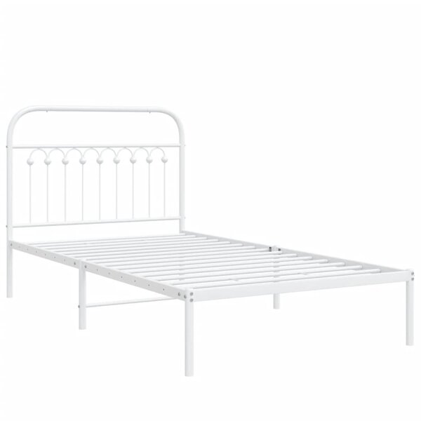 vidaXL Cadre de lit métal avec tête de lit blanc 100x190 cm