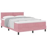 vidaXL Lit Sommier avec Matelas Rose 140x200 cm Velours