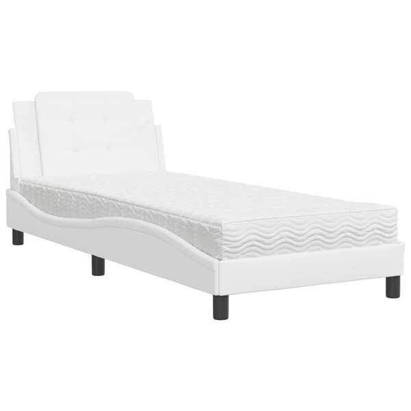 vidaXL Lit avec matelas blanc 100x200 cm similicuir