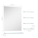 vidaXL Miroir mural avec 5 étagères Argenté 50 x 60 cm