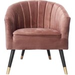 Fauteuil en velours  pieds en bois bicolores royal mauve