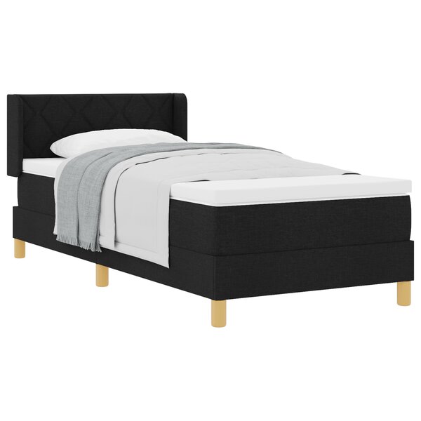 Lit à ressorts vidaXL noir 90x190 cm avec matelas