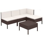 vidaXL Salon de jardin 5 Pièces avec coussins résine tressée marron