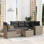 vidaXL Salon de jardin 6 Pièces avec coussins gris résine tressée