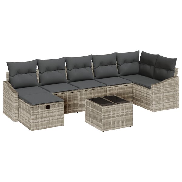 vidaXL Ensemble de canapé de jardin 8 pièces avec coussins taupe poly rotin