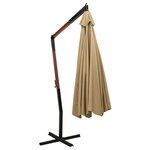 vidaXL Parasol suspendu avec mât en bois 350 cm Taupe