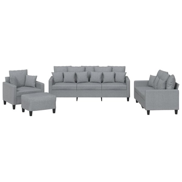 vidaXL Ensemble de canapés 4 Pièces coussins gris clair tissu