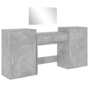 vidaXL Ensemble de coiffeuse 4 Pièces gris béton bois d'ingénierie
