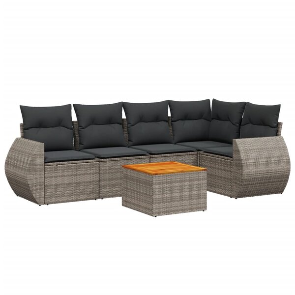 vidaXL Salon de jardin 6 Pièces avec coussins gris résine tressée