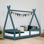 Lit cabane enfant NAKANA 120 x 190 vert pétrole