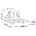 vidaXL Cadre de lit et tête de lit gris 200x200 cm bois de pin massif
