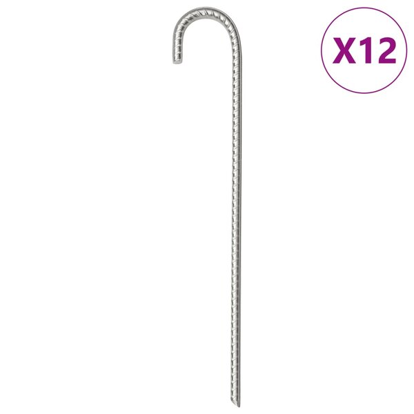 vidaXL Piquets de tente 12 Pièces 37 cm Ø10 mm acier galvanisé