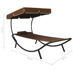 vidaXL Lit de repos d'extérieur avec auvent et oreiller Marron