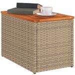 vidaXL Tables d'appoint de jardin 2 Pièces beige rotin bois massif