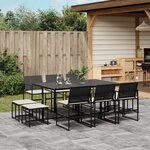 vidaXL Ensemble à manger de jardin 11 Pièces coussins noir résine tressée
