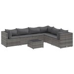 vidaXL Salon de jardin 7 Pièces avec coussins Gris Résine tressée