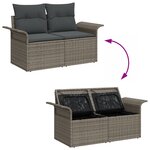 Ensemble de canapé de jardin de 7 pièces vidaXL avec coussins gris en poly rotin