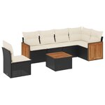 vidaXL Salon de jardin 7 Pièces avec coussins noir résine tressée