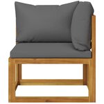 vidaXL Canapé d'angle sectionnel avec coussin gris foncé Bois d'acacia