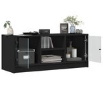 vidaXL Meuble TV avec portes en verre noir 102x37x42 cm