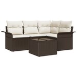 Ensemble de 4 Pièces de Canapé de Jardin avec Coussins en Poly Rattan Gris