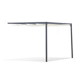 Pergola adossable retractable dim. 3L x 3l x 2 3H m pavillon de jardin toile polyester haute densité crème structure métal époxy gris